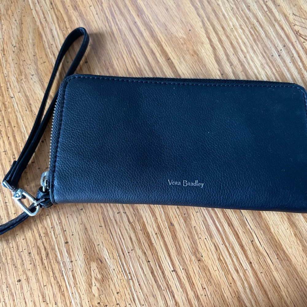 Vera Bradley leather black wristlet
